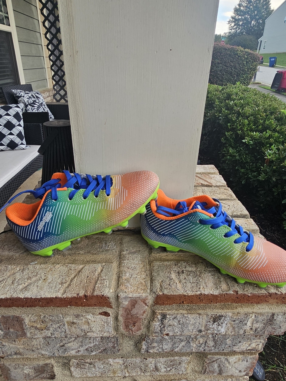 Kids Multicolor Gradient Soccer Cleats with Blue Laces